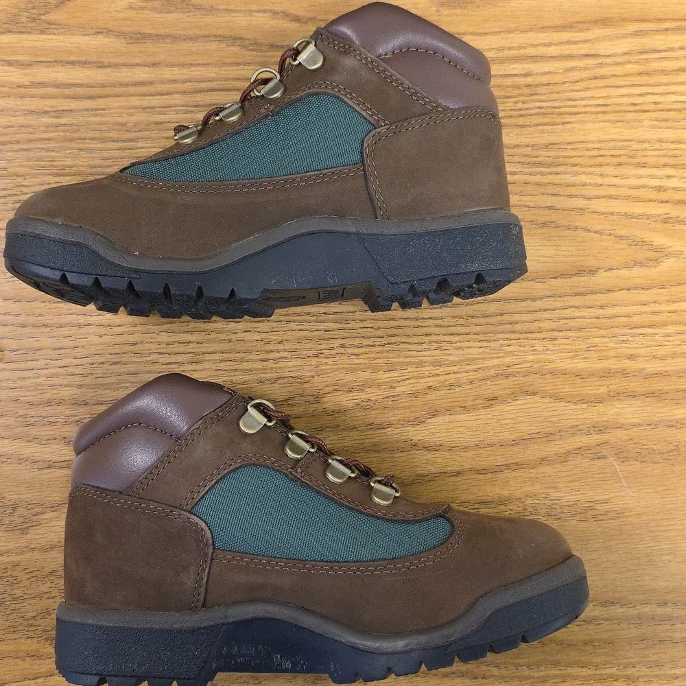 Timberland Beef & Broccoli Boots Brown/Olive Green Kids Size 2 Youth TB016737